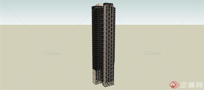 现代风格高层住宅建筑设计方案su模型[原创]
