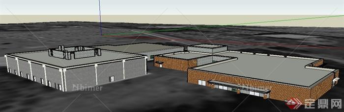 现代办公区办公建筑设计SU模型