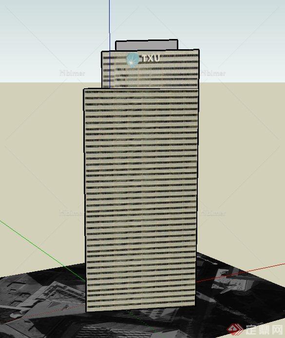 现代某高层三角形办公建筑设计SU模型