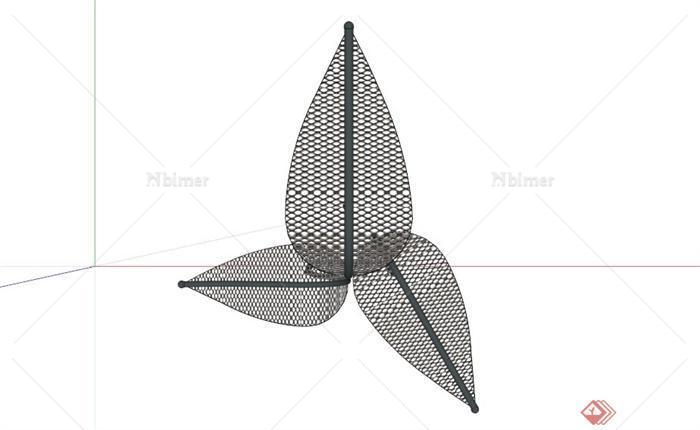 现代铁艺叶子雕塑小品SU模型
