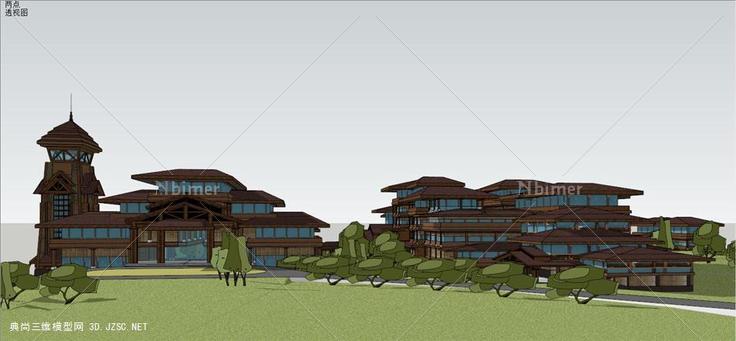 一个山地酒店的建筑设计方案su模型