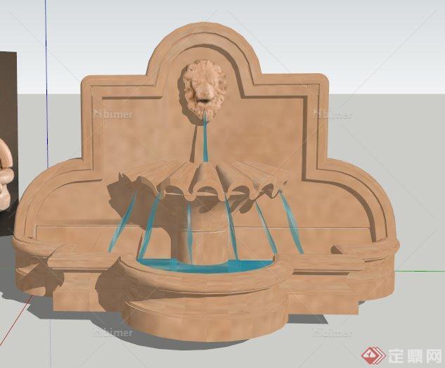 某古典中式喷泉SU模型