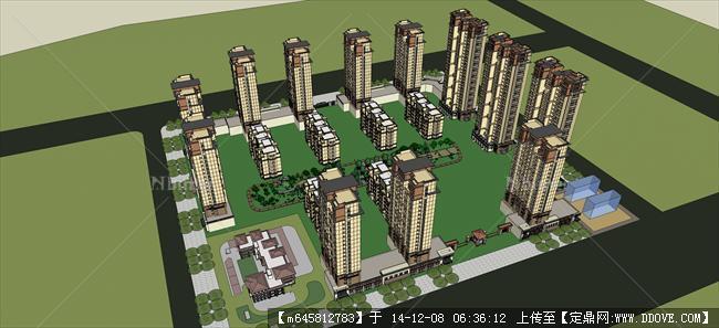 沙田项目住宅区规划方案su模型