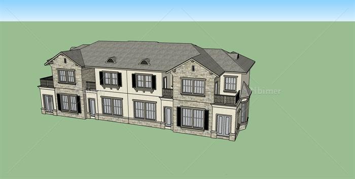 某欧式风格连拼别墅建筑设计su模型[原创]