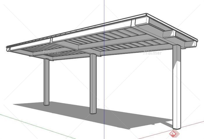 现代简约单边廊架设计su模型[原创]