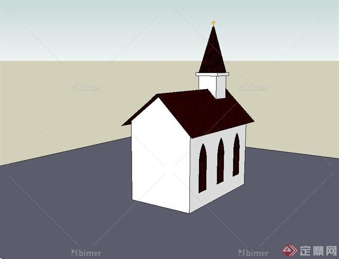 某英式风格小教堂建筑设计su模型[原创]