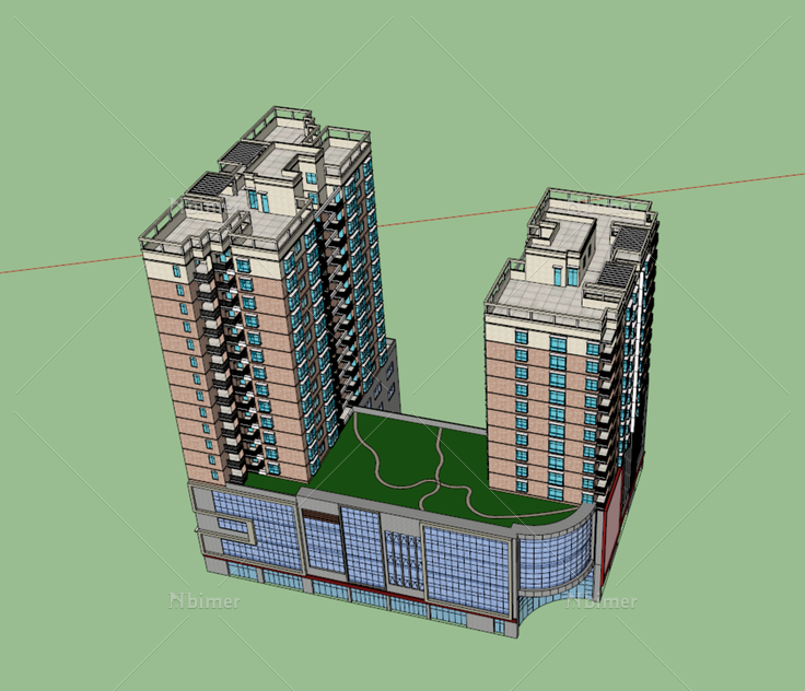 商住楼图片建筑免费下载_格式:skp_大小:1024X87