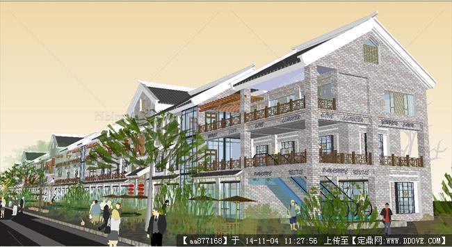 民国风格商业街建筑方案精细SU设计模型