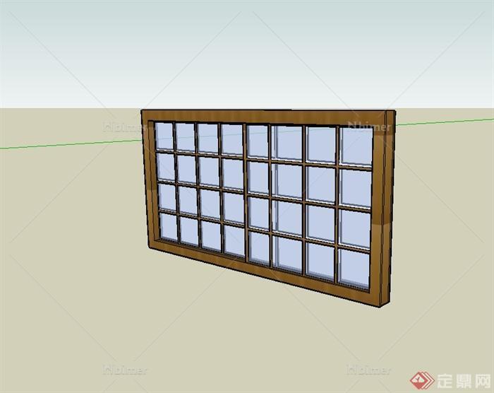 现代中式风格格子窗户设计su模型[原创]