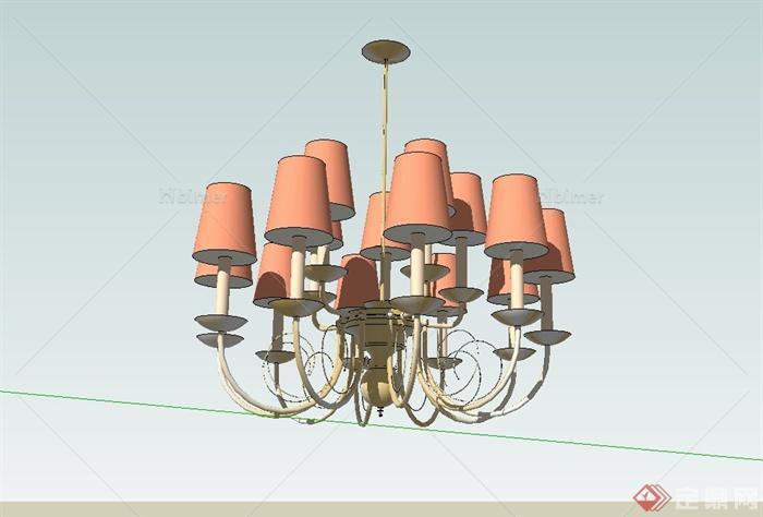 欧式大厅吊灯设计su模型