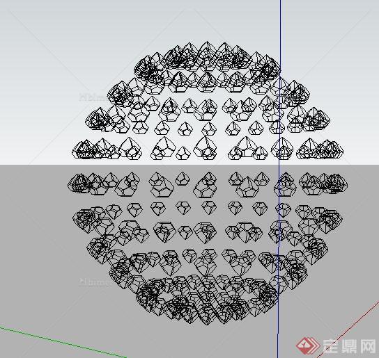 圆球水晶灯su模型[原创]