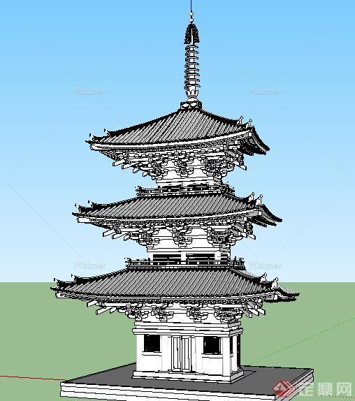 某古典中式风格多层塔式古建筑设计方案su模型