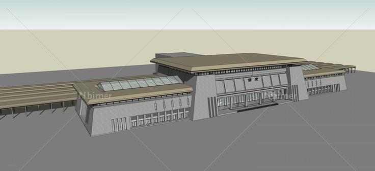 现代风格火车站(60577)su模型下载