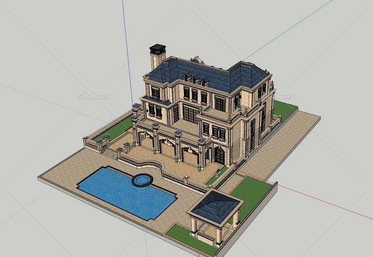 法式高端别墅(71918)su模型下载