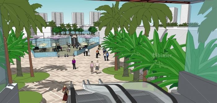 某现代风格滨海商业街景观规划设计SU模型含JPG图