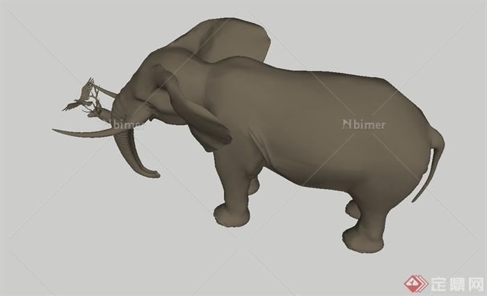 大象、鹿头、老鹰组合设计su模型