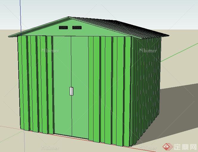 一间绿漆工具房建筑设计SU模型