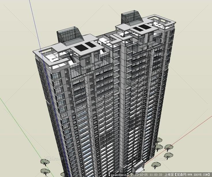 现代风格高层住宅精品SU草图模型设计