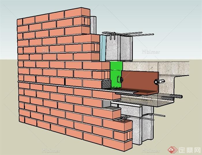 建築牆體結構節點su模型原創