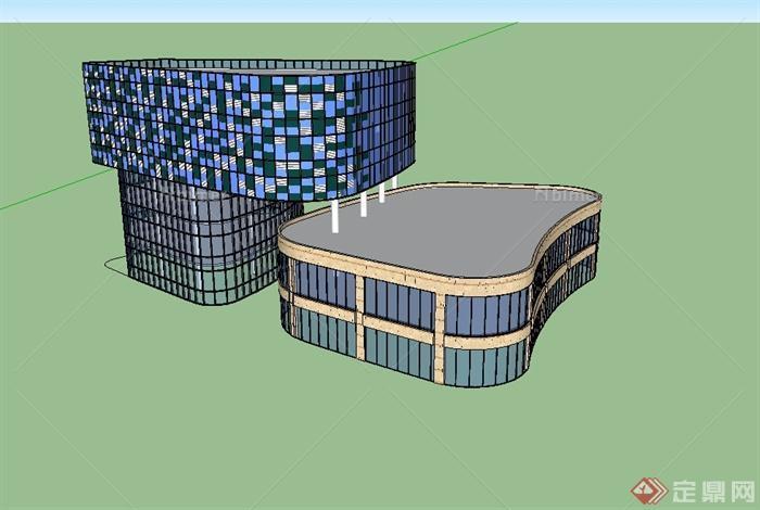 现代风格现代商业楼设计su模型[原创]