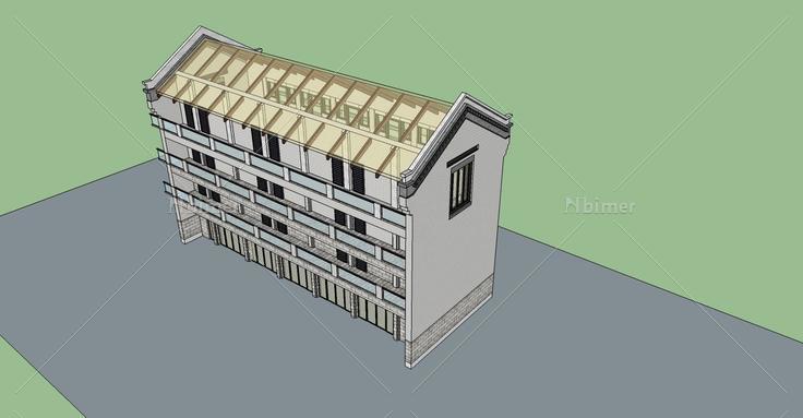 中式多层住宅(73178)su模型下载