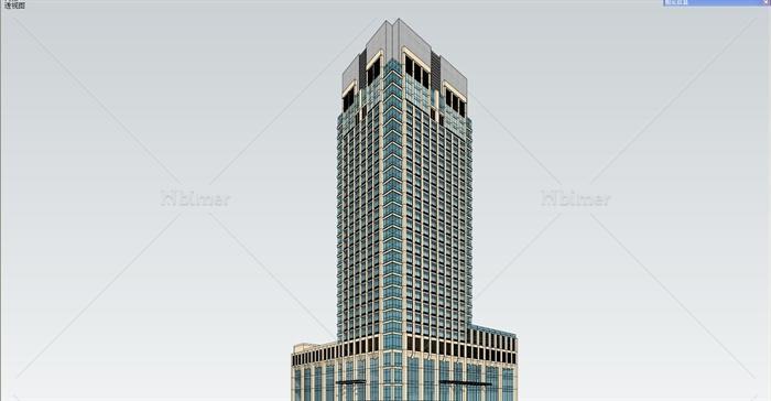 某现代风格高层办公及商业综合体建筑设计su模型