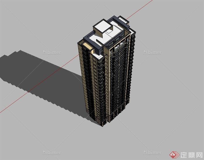 现代风格详细高层住宅小区楼设计SU草图大师模型