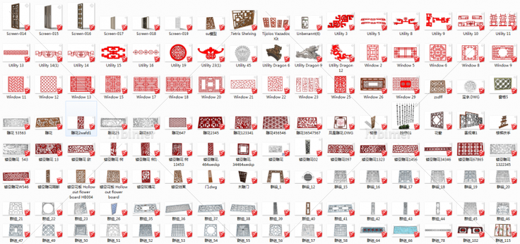 镂空雕花，铁艺屏风模型共计349个- SketchUp模型库- 毕马汇Nbimer