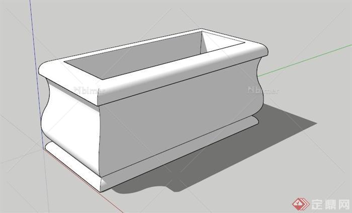 现代风格花钵素模SU模型[原创]