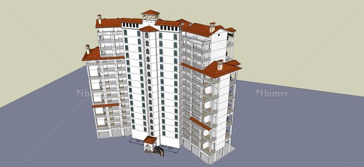 欧式高层公寓(49627)su模型下载