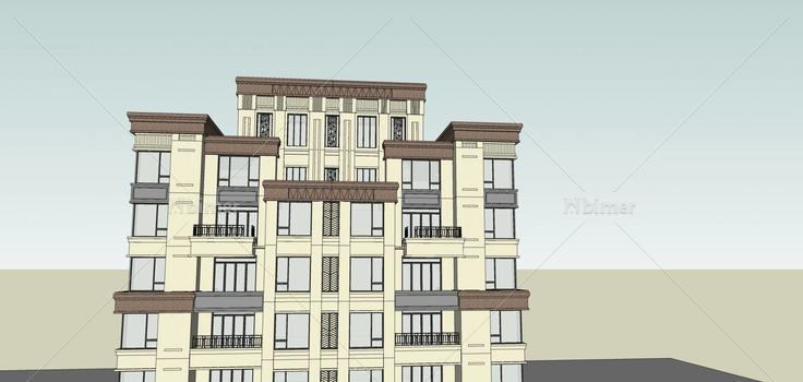 简欧风格小高层住宅楼(61376)su模型下载