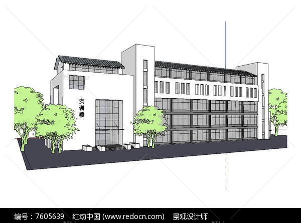 办公实训楼建筑草图大师SU模型