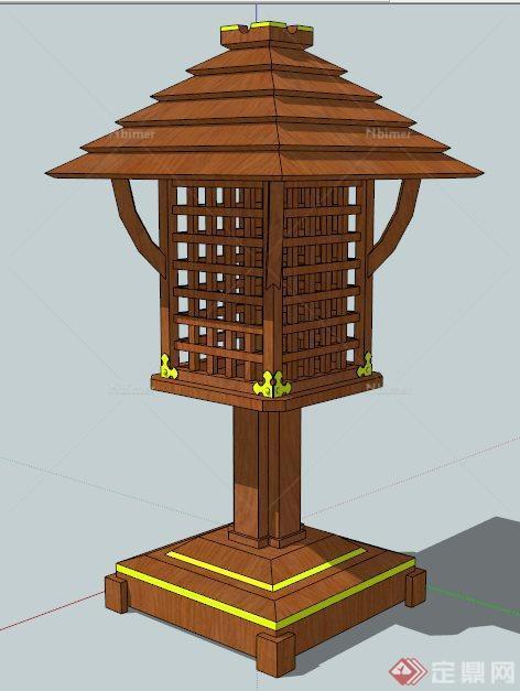 中式汉风庭院灯灯龛su模型