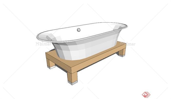 现代小型简约浴缸SU模型