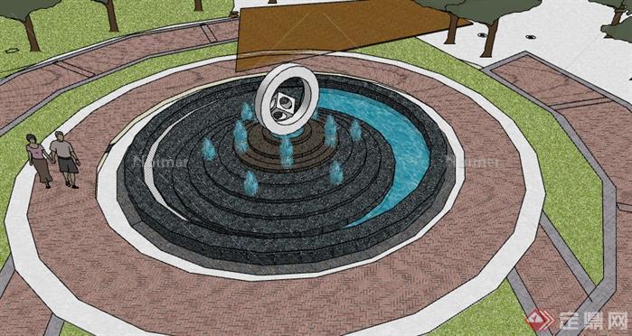 某广场喷泉景观设计SU模型