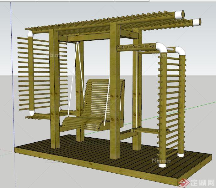 现代风格秋千椅花架设计su模型