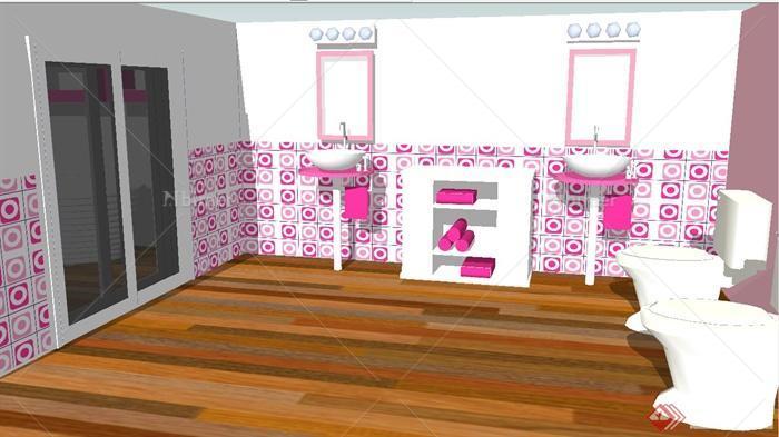某现代卫生间浴室组合su模型