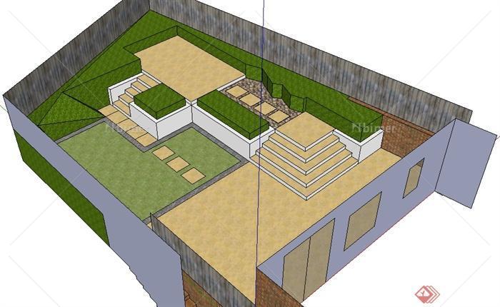 某地庭院花园景观设计SU简易模型