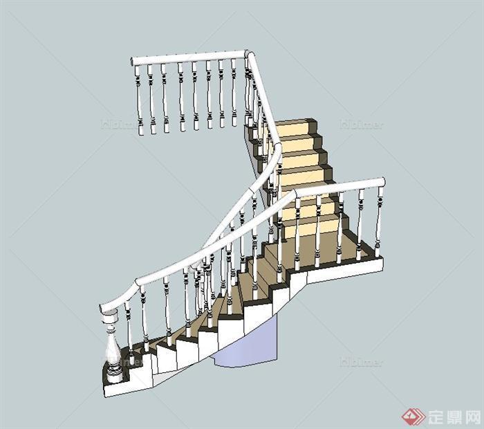 某室内简欧风格旋转楼梯设计SU模型