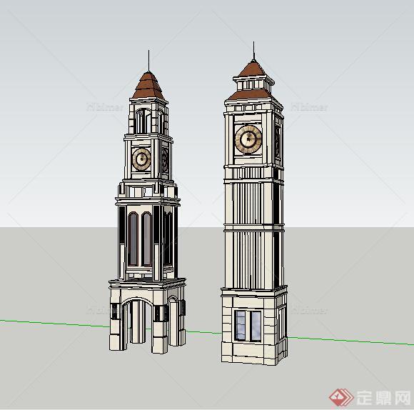 某欧式武平钟楼设计SU模型素材