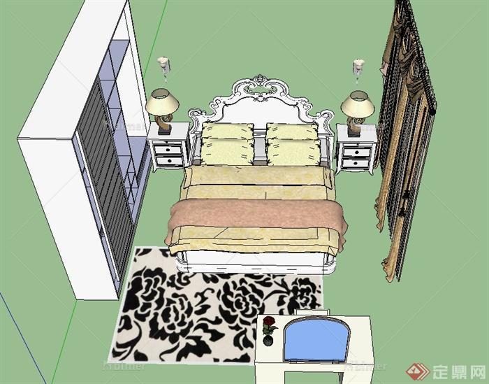 现代某室内卧室家具设计SU模型