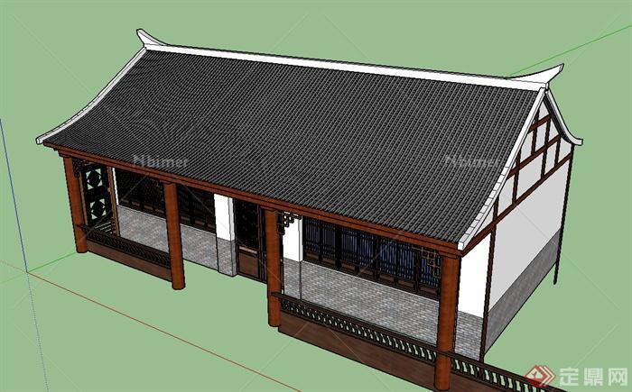 某单层古典中式乡村住宅建筑设计SU模型