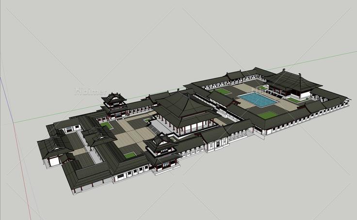 古建寺庙建筑(72298)su模型下载