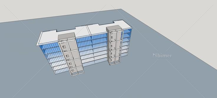 现代多层办公楼(76378)su模型下载