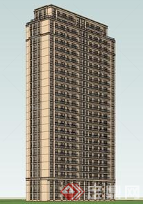 某现代高层居住楼住宅设计SU模型素材