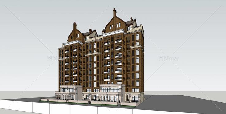 欧式高层住宅公寓(36814)su模型下载