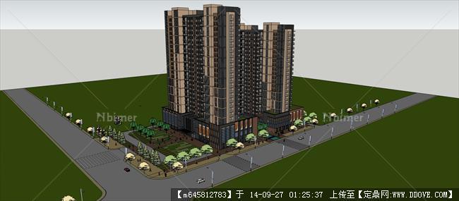 Sketch Up 精品模型----一组现代高层住宅+商业建