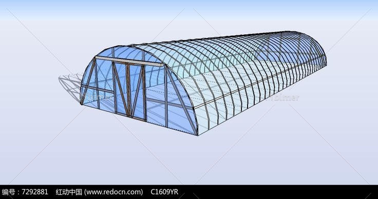 单个玻璃温室大棚SU模型