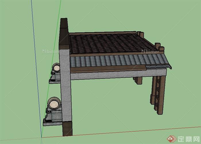 会所建筑大门设计SU模型