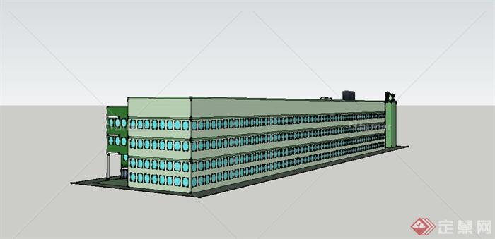 某现代多层生物制药厂建筑设计SU模型